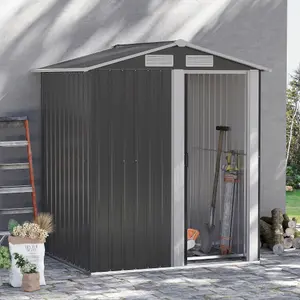 Outsunny 5ft x 4.3ft Outdoor Metal Storage Shed with Sliding Door Sloped Roof