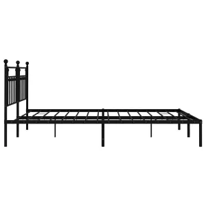 Berkfield Metal Bed Frame with Headboard Black 193x203 cm