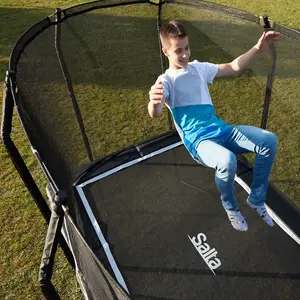 13ft x 8ft Salta Black Premium Rectangular Trampoline with Enclosure