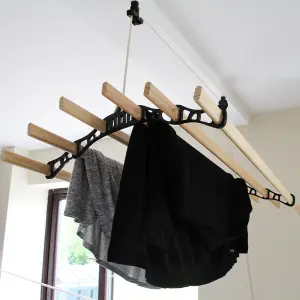 Clothing Airer Ceiling Pulleys- Black- 1.5m