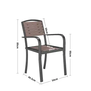 Set of 4 WPC Outdoor Garden Chairs Patio Dining Armchairs Brown 89 cm