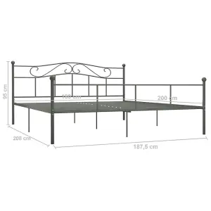 Berkfield Bed Frame Grey Metal 180x200 cm 6FT Super King