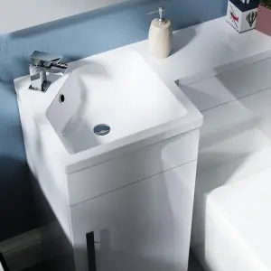 Nes Home Raven Left Hand 900mm Vanity Basin Unit, WC Unit & Ellis Back to Wall Toilet White