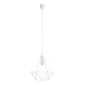 Luminosa Karo Wire Frame Pendant Ceiling Light White 35cm