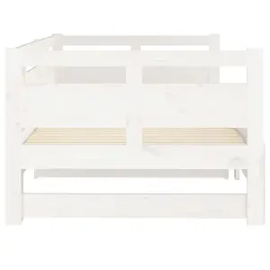 Berkfield Pull-out Day Bed White Solid Wood Pine 2x(90x190) cm