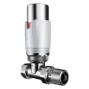 VURTU11 Straight Thermostatic Radiator Valve and Lockshield, 125(H) x 115(W), Chrome, 613690