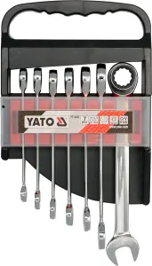 Yato professional combination ratchet spanners set 7pcs 10-19 mm (YT-0208)