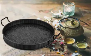 Rozi Black Round Serving Tray (52 x 42 cm)