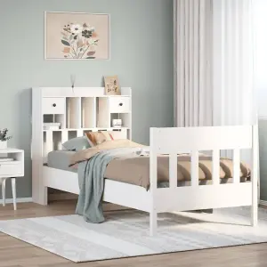 Berkfield Bed Frame without Mattress White 75x190 cm Small Single Solid Wood Pine