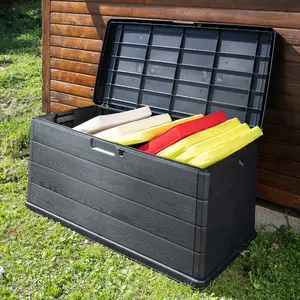 URBN GARDEN 350L Outdoor Patio Anthracite Plastic Garden Storage Box With Handles & Wheels