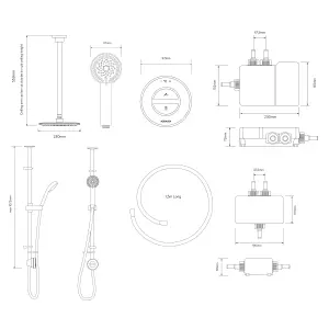 Aqualisa Smart Link Exposed valve HP/Combi Ceiling fed Smart Digital 4-spray pattern Shower with Adjustable & Fixed Shower head