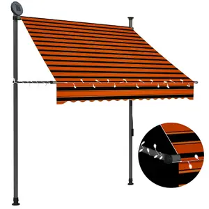 Berkfield Manual Retractable Awning with LED 150 cm Orange and Brown