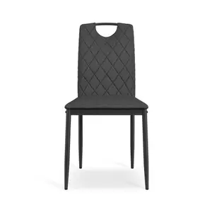 Set Of 6 Monza Fabric Dining Chair Modern Padded Seat Metal Legs Kitchen (Charcoal)