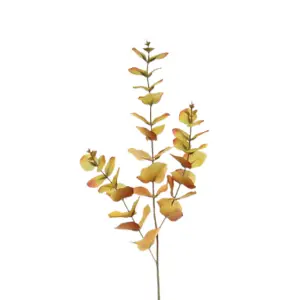 Artificial Autumnal Orange Eucalyptus Single Stem Spray.  H73 cm