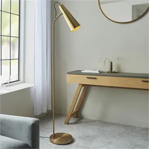 1630mm Floor Lamp - Warm Antique Brass Adjustable Head Task - Standing LED Light Base & Shade