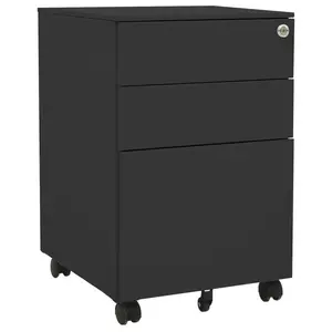 Harshi 45cm Wide 3 -Drawer Mobile Steel File Cabinet Anthracite