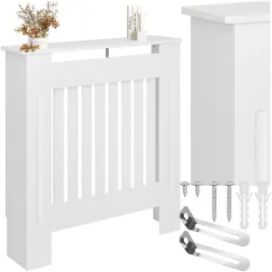 Radiator Cover Vila - with shelf, louvre design, optimal air circulation - white