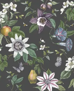 Fine Decor Sierra Floral Black Wallpaper FD43060