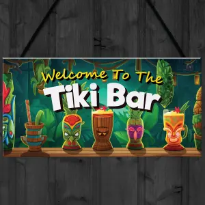 RED OCEAN Tiki Bar Welcome Hanging Bar Pub Plaque  Beach Decoration Sign Friendship Gift