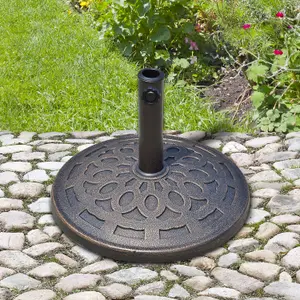 Outsunny 14kg Round Garden Parasol Base Decorative Resin Market Umbrella Stand