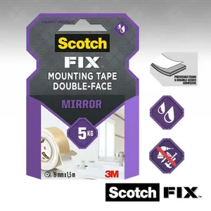 3M Scotch-Fix Mirror Beige Mounting Tape (L)5m (W)19mm