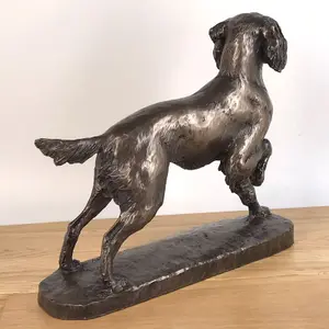 Springer Spaniel dog figurine in solid cold cast bronze designed by David Geenty