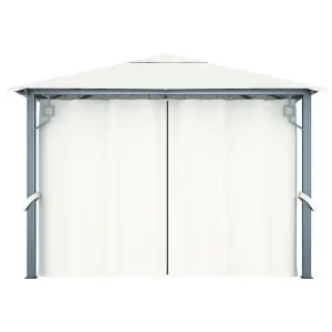 Berkfield Gazebo with Curtain 300x300 cm Cream Aluminium