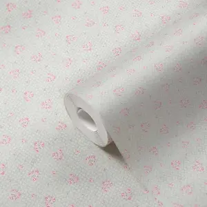 Galerie Maison Charme Pink/Grey Vintage Rose Motif Wallpaper Roll