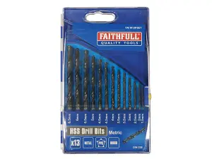 Faithfull 50203 HSS Jobber Drill Bit Set, 13 Piece 1.5-6.5mm FAIM13PSET