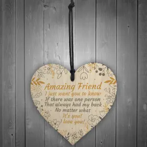 THANK YOU Best Friend Poem Plaque Gift For Birthday Christmas Wood Heart