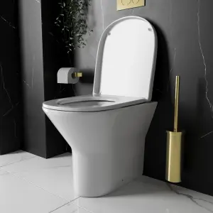 Bubly Bathrooms™ Furniture Set - Cloakroom Vanity Unit Basin Sink and 500mm Back to Wall Toilet WC with Cistern, Plate, Tap, Waste