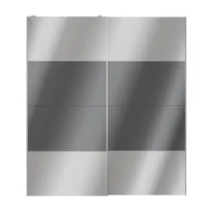 Atomia Panelled Mirrored Anthracite High gloss 2 door Sliding Wardrobe Door kit (H)2250mm (W)2000mm