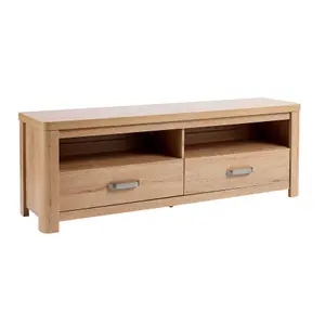 Home Source Huntingdon 2 Drawer TV Entertainment Stand Unit Oak Effect