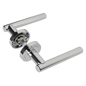 Z14 T-Bar Lever Rose Door Handle, Polished Chrome - Handlestore