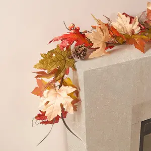 Artificial Decorative Garland Fireplace Door Wall, Autumn, Brown - One Size