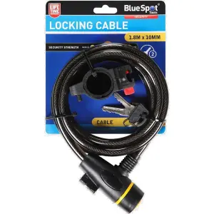 BlueSpot Bicycle Cycle Keyed Security Spiral Steel Cable Locking Lock 1.8M