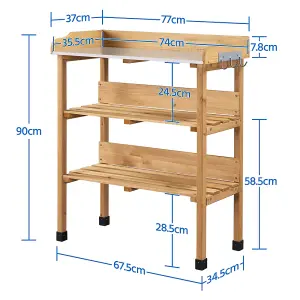 Yaheetech Wood 3-Tier Fir Outdoor Potting Bench Table with Storage Shelf