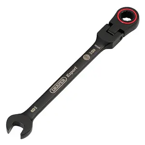 Draper Tools Expert HI-TORQ Metric Flexible Head Ratchet Combination Spanner, 8mm, Black