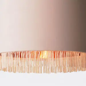 First Choice Lighting Blush Pink Velvet With Copper Inner Tassled Light Shade