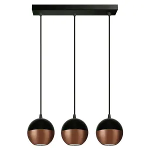 Luminosa Midway Straight Bar Pendant Ceiling Light Black, Copper 40cm