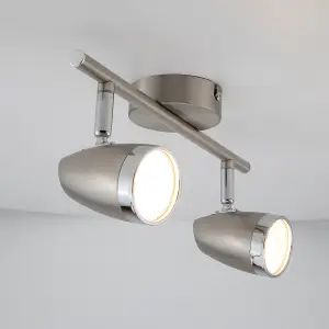 Vector 2 X 4W Led Brushed Chrome Spotlight