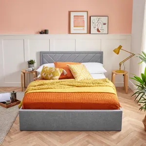 Ottoman Bed With Mattress Double Storage Bed 4ft6 Grey - Pocket Sprung Mattress