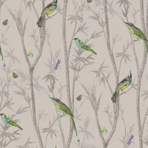 Next Chinoiserie bird trail Natural Smooth Wallpaper Sample