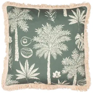 Paoletti Colonial Palm Fringed Feather Rich Cushion