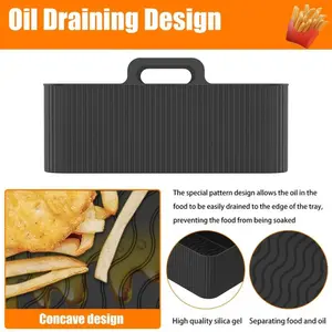 2 x Silicone Air Fryer Liner Rectangle Slim Reusable Liner 19.5 x 11.5cm