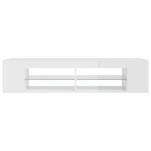 vidaXL TV Cabinet with LED Lights High Gloss White 135x39x30 cm