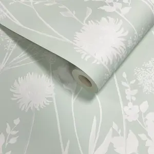 Catherine Lansfield Green Floral Pearl effect Embossed Wallpaper