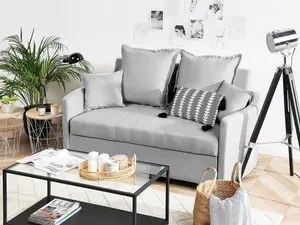 Beliani Scandinavian Sofa Bed HOVIN Light Grey