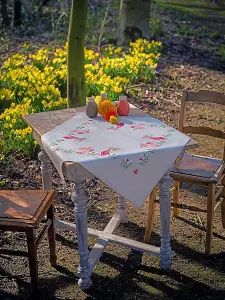 EMB T/CLTH RABBITS - Embroidery Kit: Tablecloth: Easter Rabbits in Tulip Garden - Vervaco