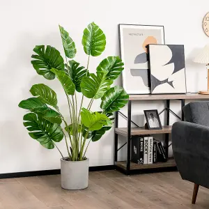 Costway 2 PCS 152cm Artificial Monstera Deliciosa Plant Faux Evergreen Tree W/ Cement Pot Home